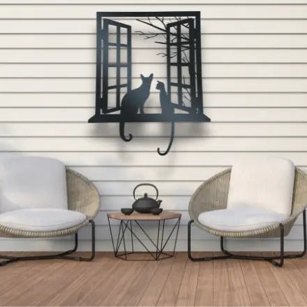 Déco Murale En Métal Chats À La Fenêtre Décorative Pour Intérieur 5 Cats Feline. Pets.jpg