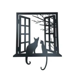 Déco Murale En Métal Chats À La Fenêtre Décorative Pour Intérieur 8 Cats Feline. Pets Gift Decoration Love.jpg