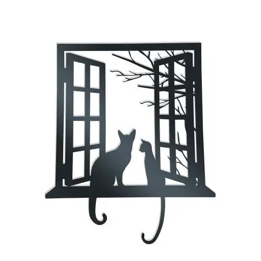 Déco Murale En Métal Chats À La Fenêtre Décorative Pour Intérieur 3 Cats Feline. Pets Gift Decoration Love.jpg