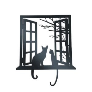 Déco Murale En Métal Chats À La Fenêtre Décorative Pour Intérieur
