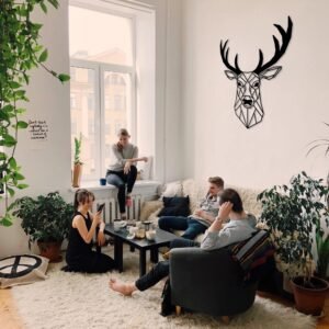 Décoration Murale Cerf En Métal Majestueux Pour Salon Ou Bureau