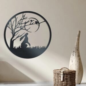 Décoration Murale Lièvre En Métal Regardant Élégante Acier Design