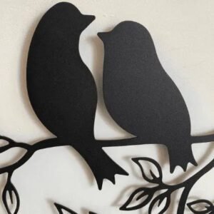 Décoration Murale Métal Oiseaux Amoureux Pour Maison Et Jardin