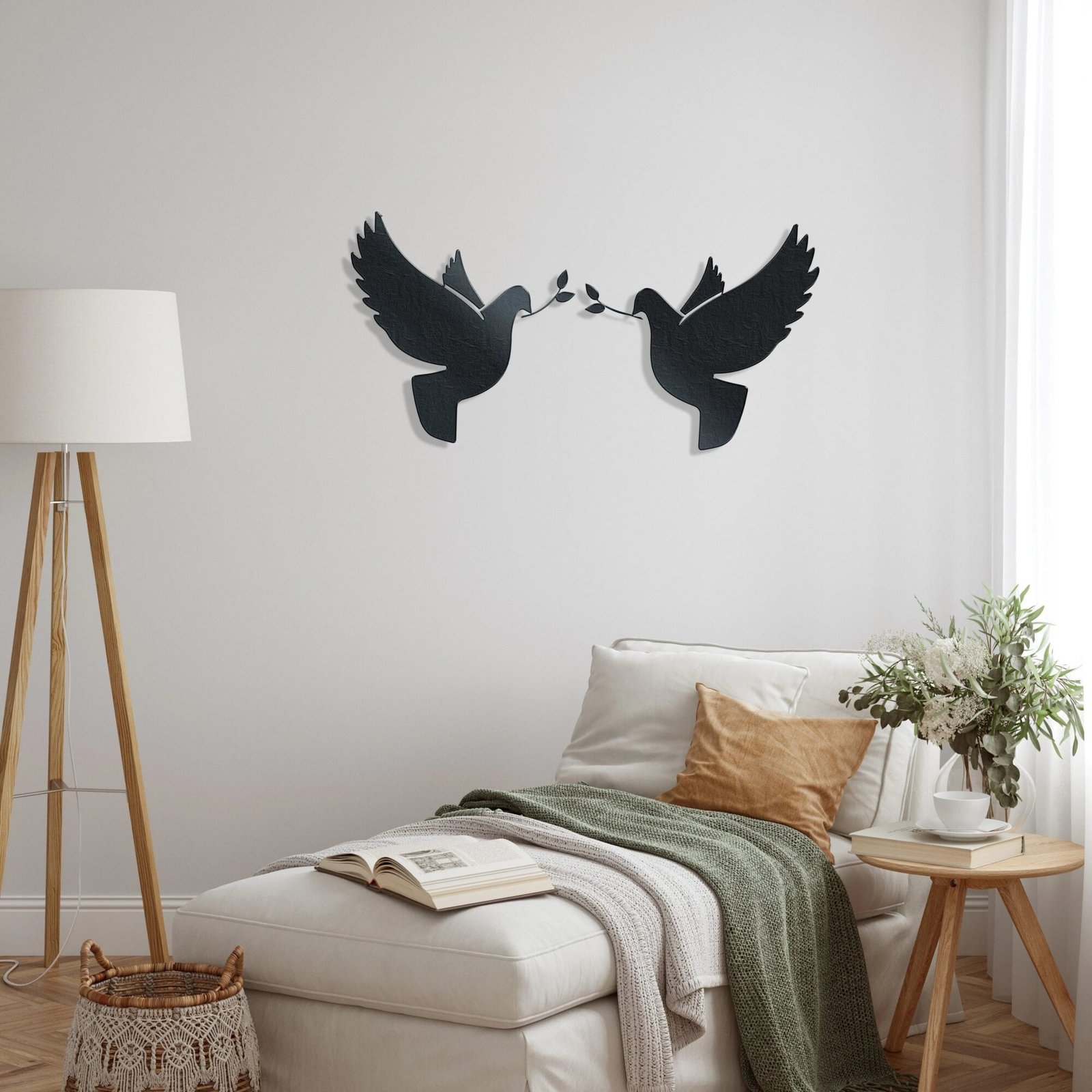 Décoration Murale Métal Colombes Paire Symbole Amour Et Paix 2 Doves Pair Set 2.jpg