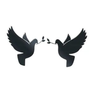 Décoration Murale Métal Colombes Paire Symbole Amour Et Paix 5 Doves Pair Set 2 Metal Wall Art.jpg