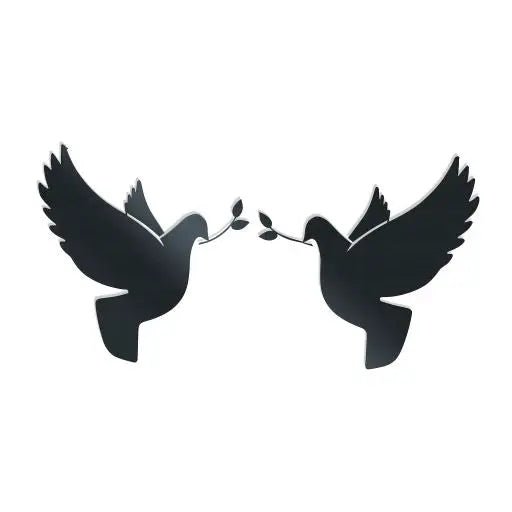 Décoration Murale Métal Colombes Paire Symbole Amour Et Paix 3 Doves Pair Set 2 Metal Wall Art.jpg